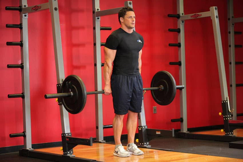 Barbell Shrug Behind The Back — البداية