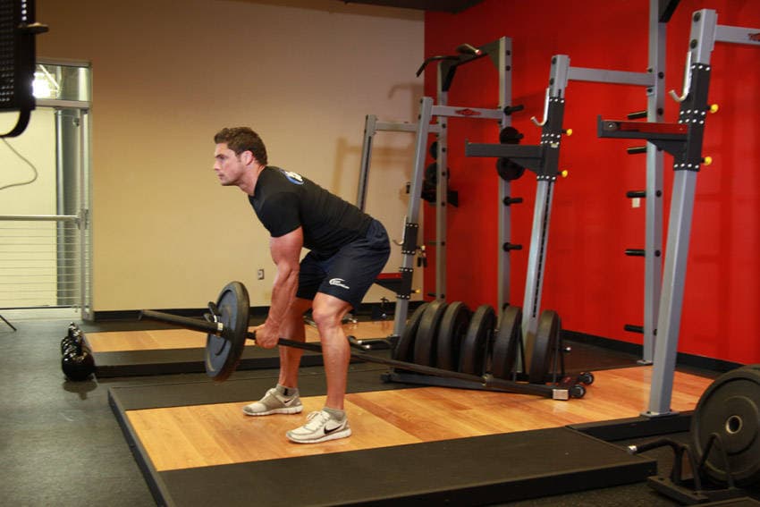 Bent Over One-Arm Long Bar Row — البداية