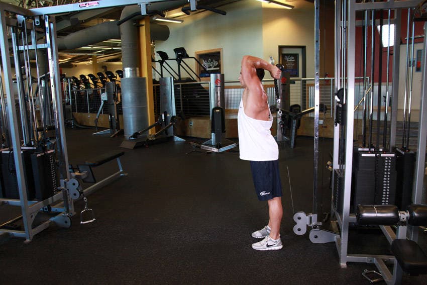 Cable Rope Overhead Triceps Extension — البداية