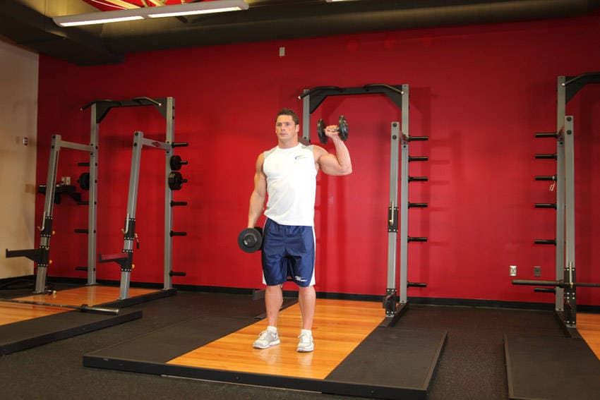 Dumbbell One-Arm Shoulder Press — البداية