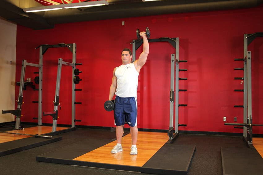 Dumbbell One-Arm Shoulder Press — النهاية