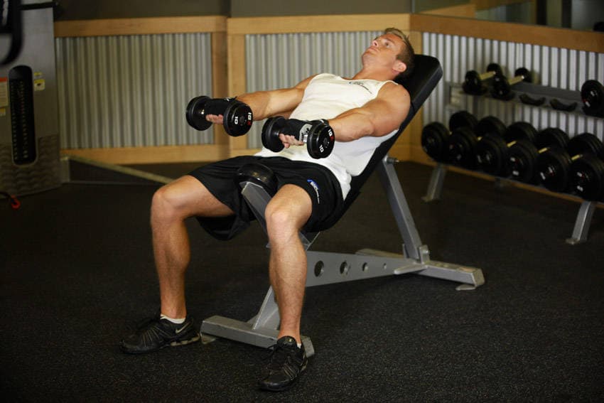 Front Incline Dumbbell Raise — البداية