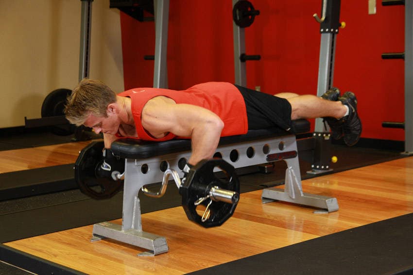 Lying Cambered Barbell Row — النهاية