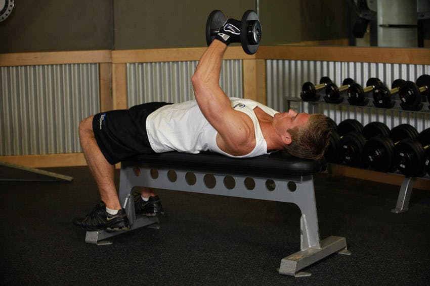 One-Arm Flat Bench Dumbbell Flye — النهاية
