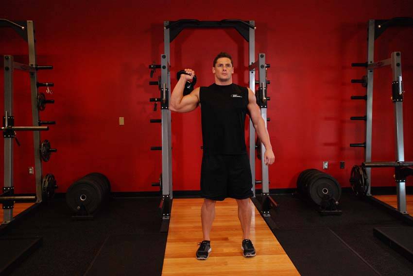 One-Arm Kettlebell Para Press — البداية