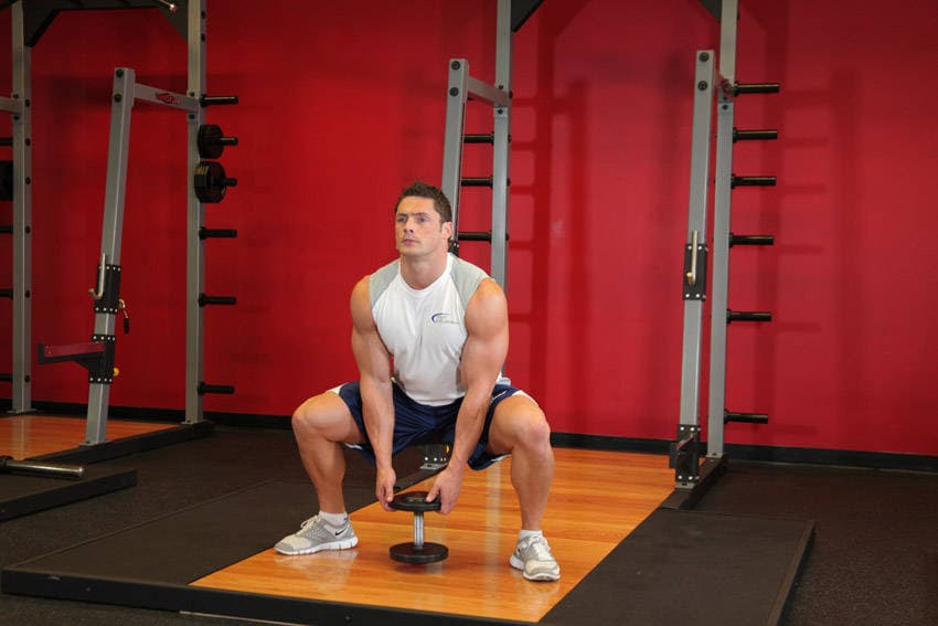 Plie Dumbbell Squat — النهاية