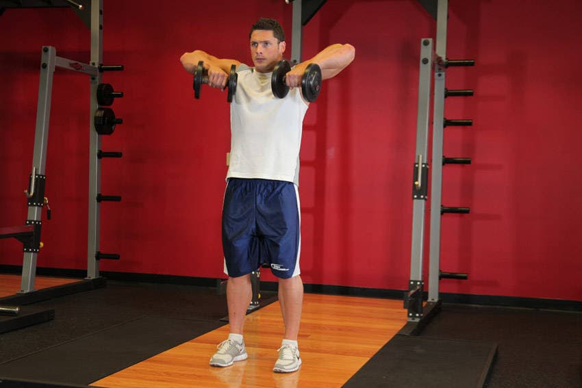 Standing Dumbbell Upright Row — البداية