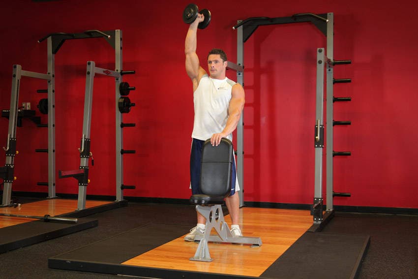 Standing Palm-In One-Arm Dumbbell Press — النهاية