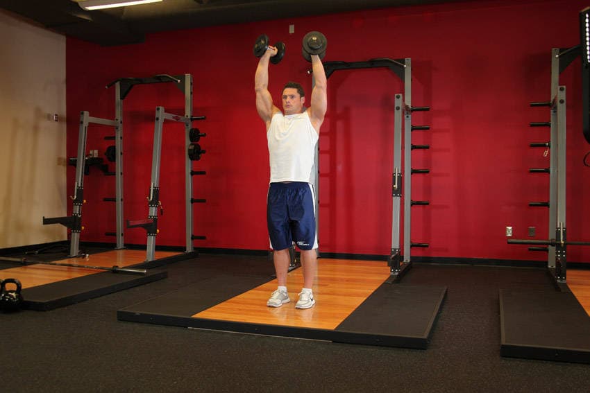 Standing Palms-In Dumbbell Press — البداية