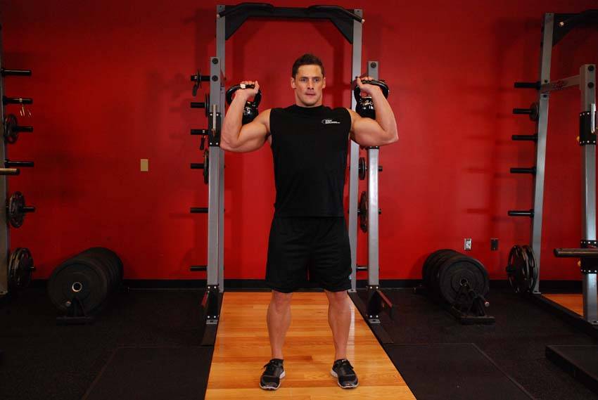 Two-Arm Kettlebell Military Press — البداية